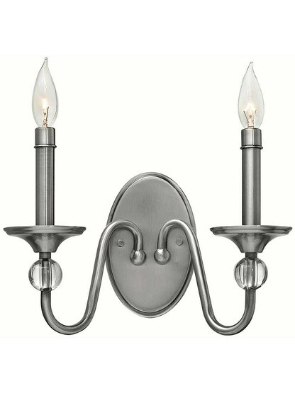 Eleanor 2-Light Wall Sconce in Polished Antique Nickel.